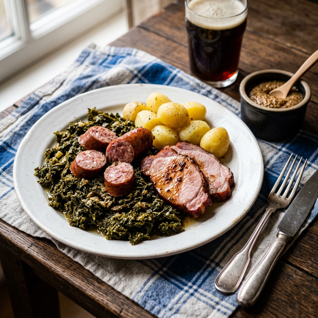 Original Hausgemachter Norddeutscher Grünkohl Rezept zubereitet - Hausgemachter Norddeutscher Grünkohl, Original Rezept, deutsche Küche, kochen, selber machen