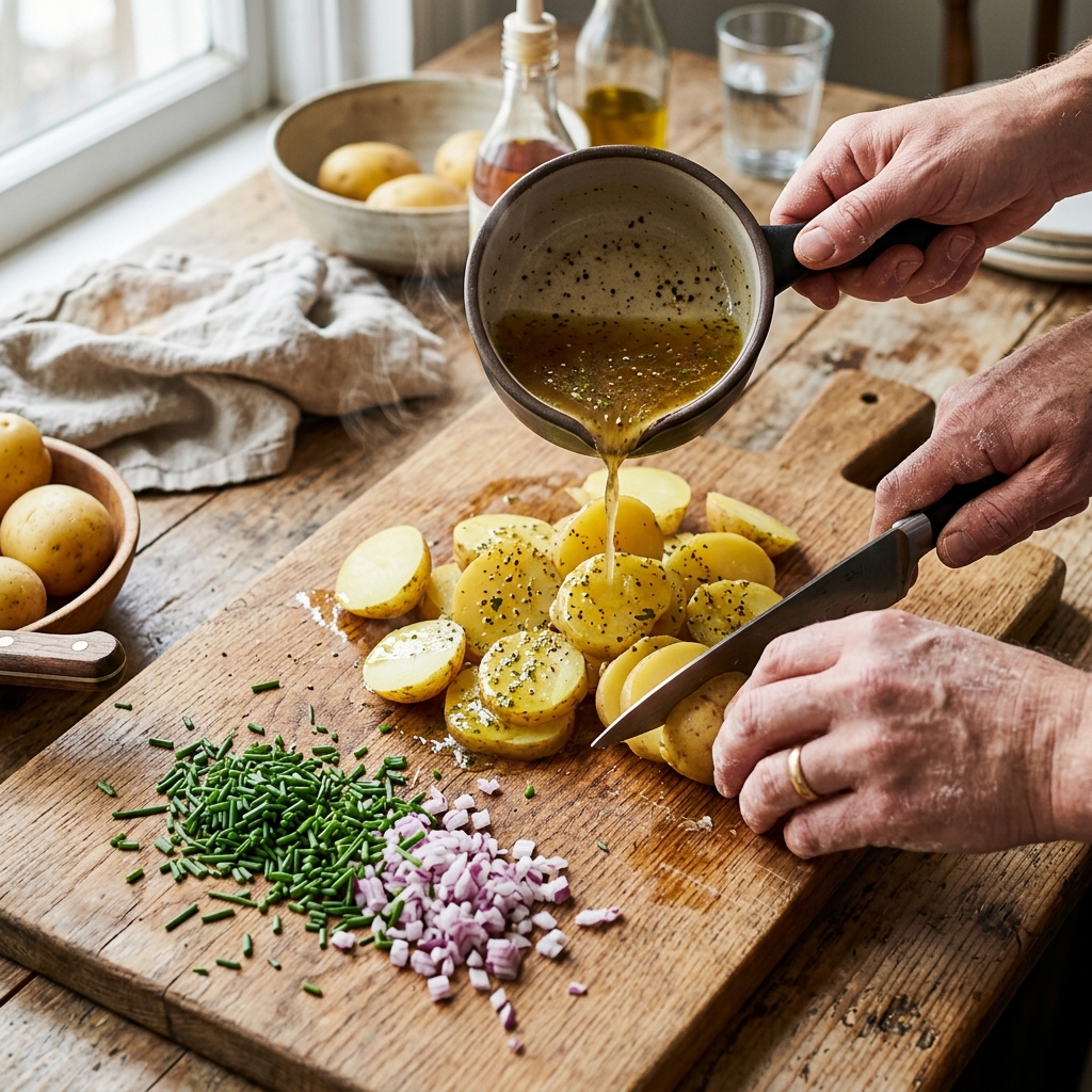 Original Schwäbischer Kartoffelsalat Rezept zubereitet - Schwäbischer Kartoffelsalat, Original Rezept, deutsche Küche, kochen, selber machen