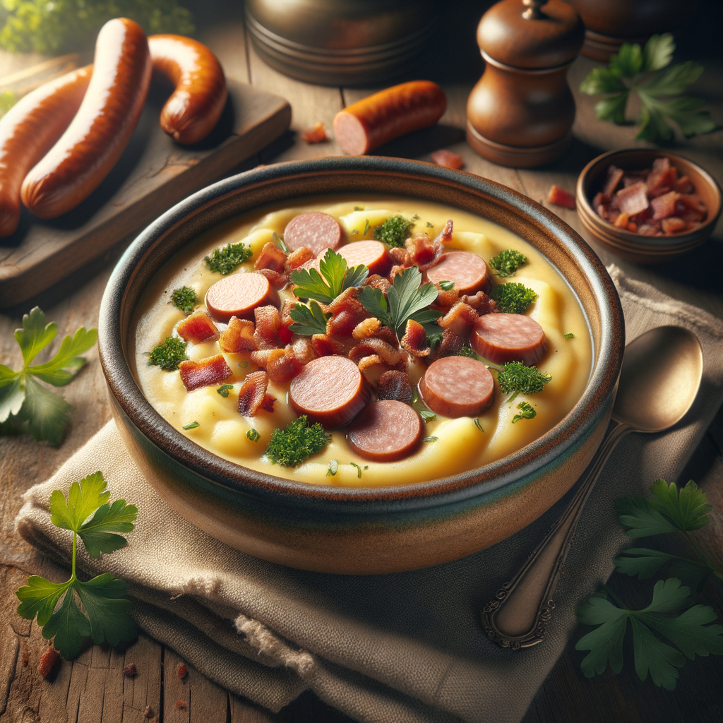 Deftige Kartoffelsuppe mit Würstchen