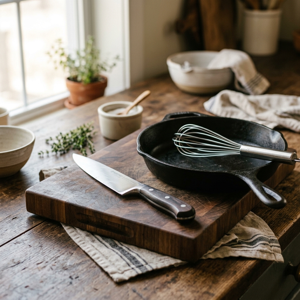Blick auf verschiedene Küchenwerkzeuge