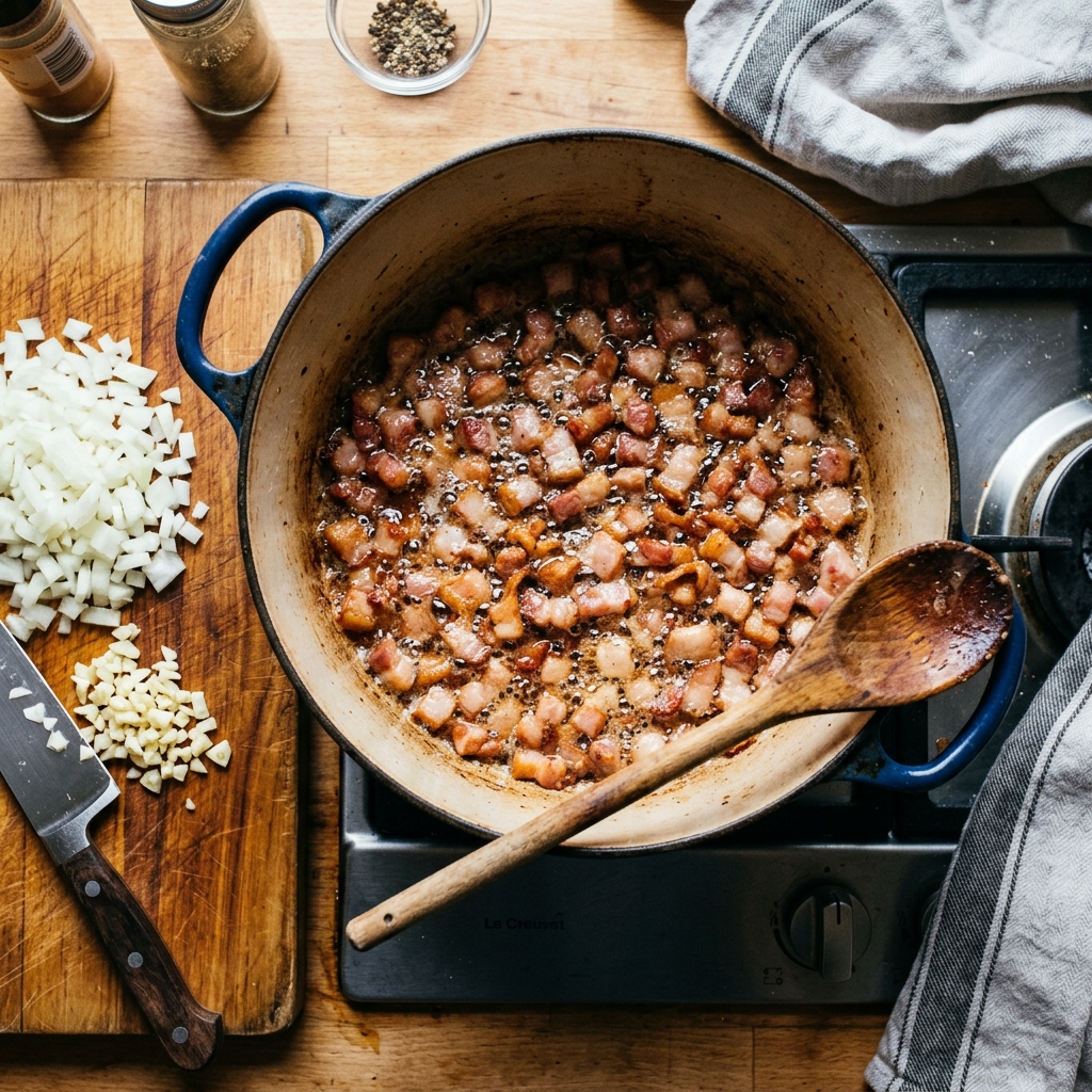 Original Deftige Linsensuppe mit Speck Rezept zubereitet - Deftige Linsensuppe mit Speck, Original Rezept, deutsche Küche, kochen, selber machen