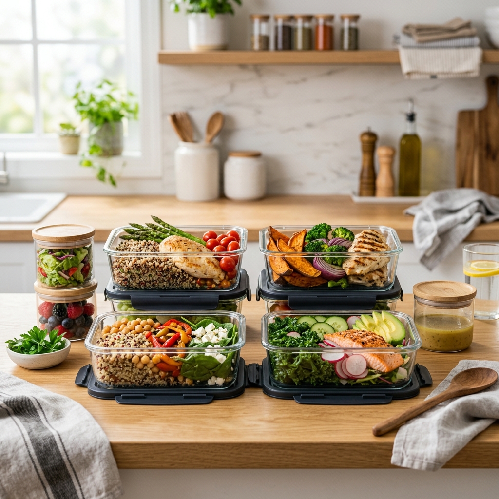 Zutaten bereit für Meal Prep in Dosen