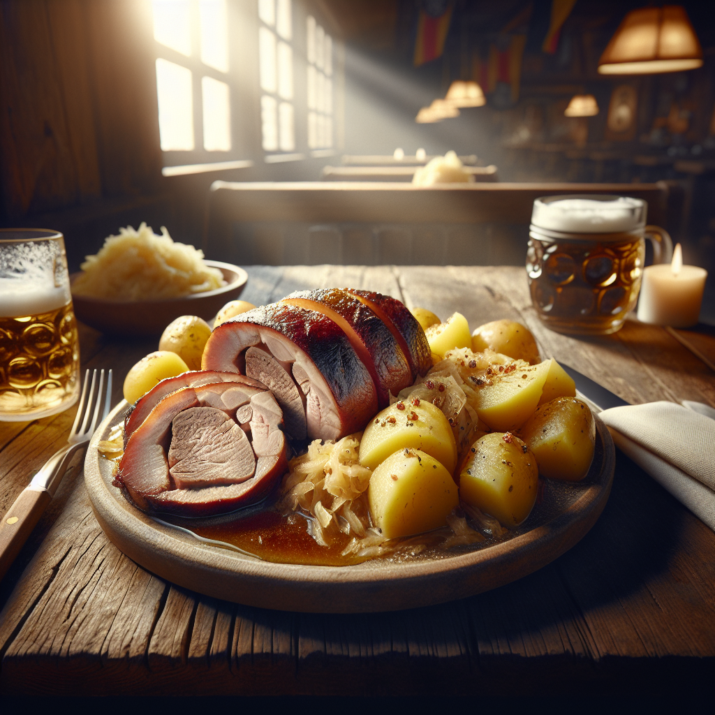 Pfälzer Saumagen mit Sauerkraut und Kartoffelpüree