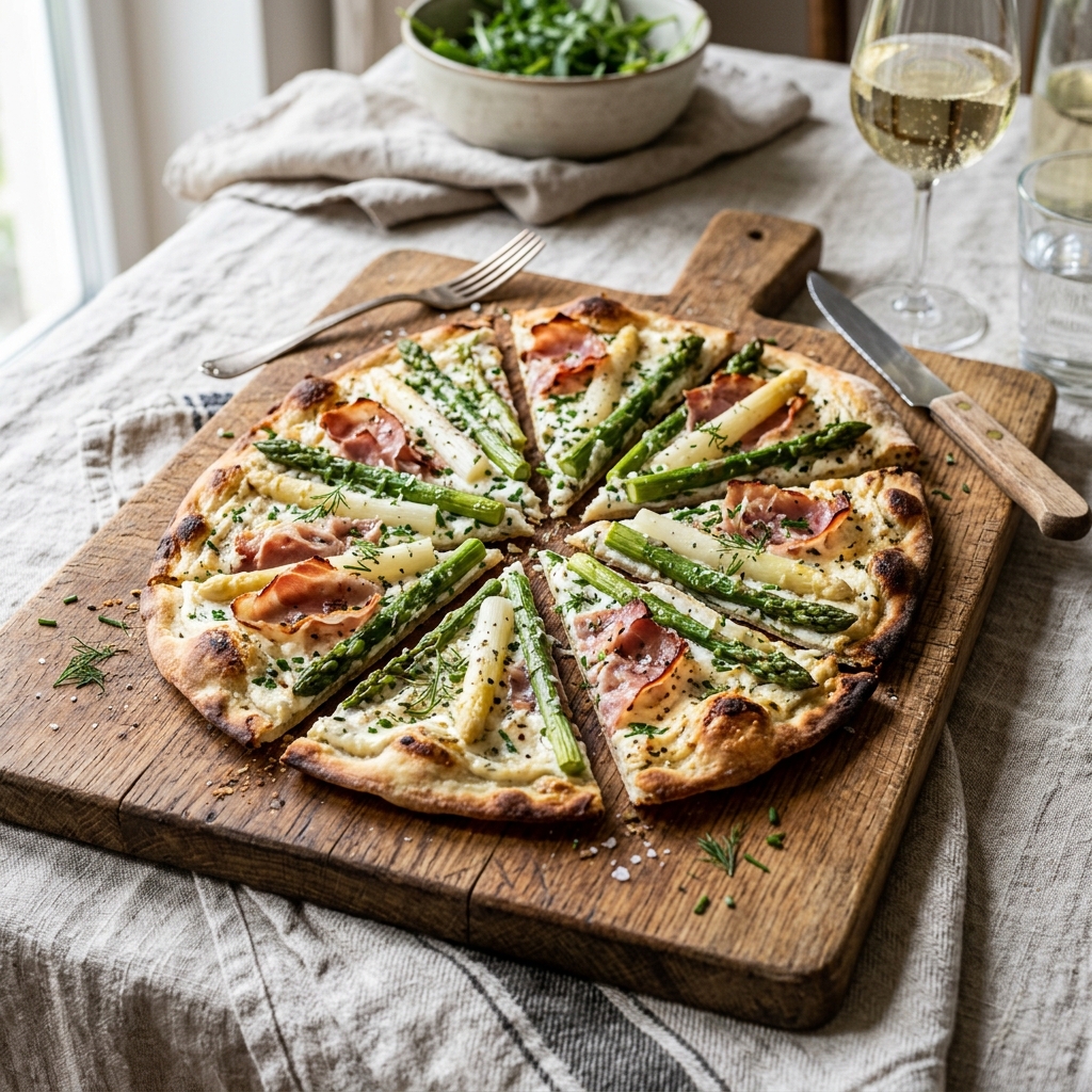 Spargel-Flammkuchen