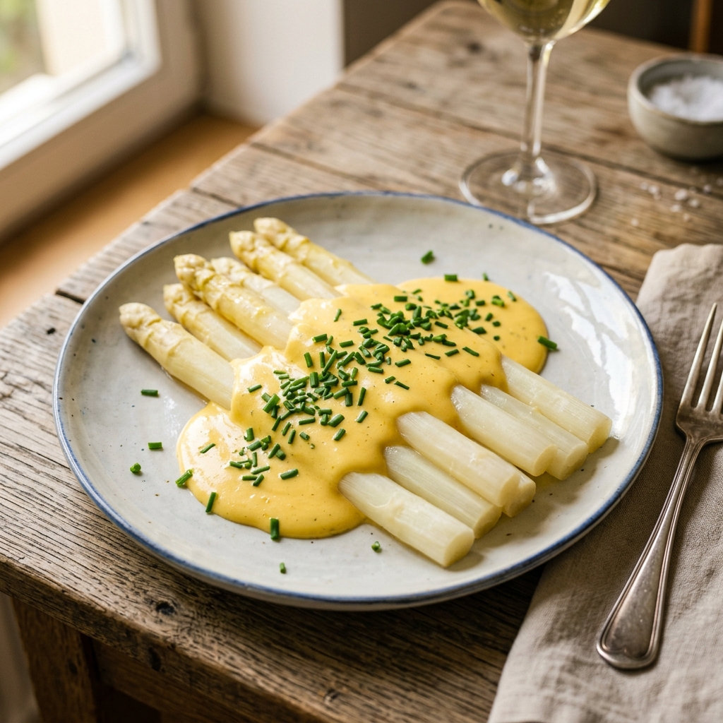 Frischer Spargel mit cremiger Sauce Hollandaise