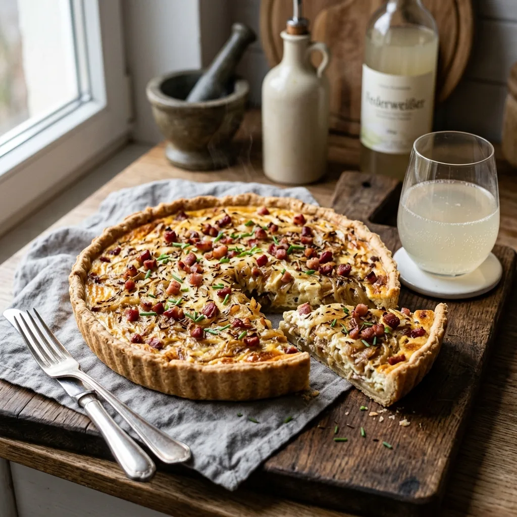 Schwäbischer Zwiebelkuchen mit Speck